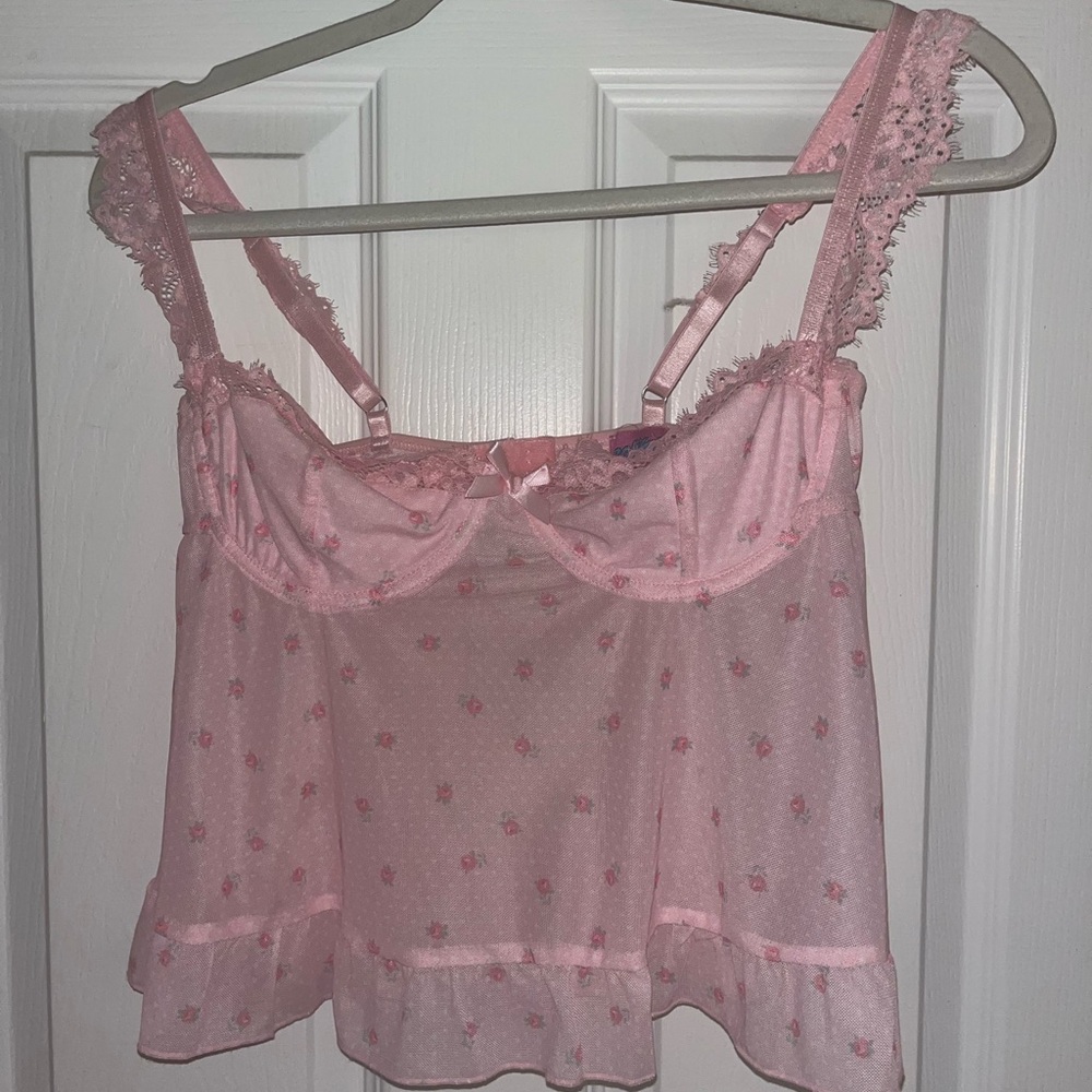 Edikted Pink Floral Lace Chemise